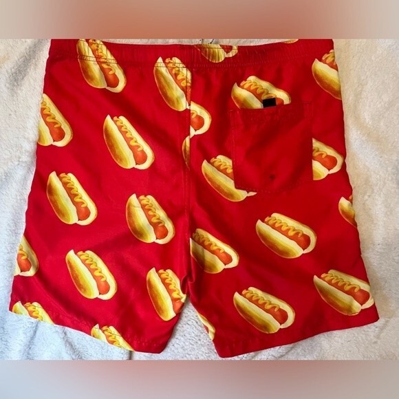 Men’s Swim Trunks Board Shorts NEFF Red Hotdog Print Size Small EUC - Picture 4 of 9